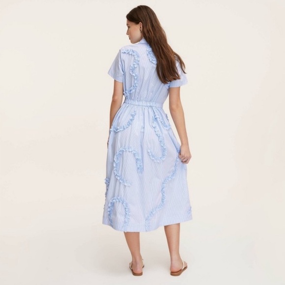 NWT KATE SPADE x Target Women's Ribbon Short Sleeve Midi Shirtdress Blue/White L - Picture 3 of 5